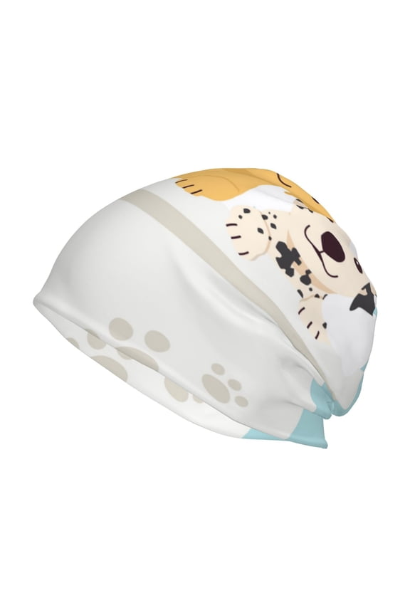 Cute Dog In Bathtub Print Unisex Knit Beanie for Men Women Winter Hat,Beanies Skull Caps