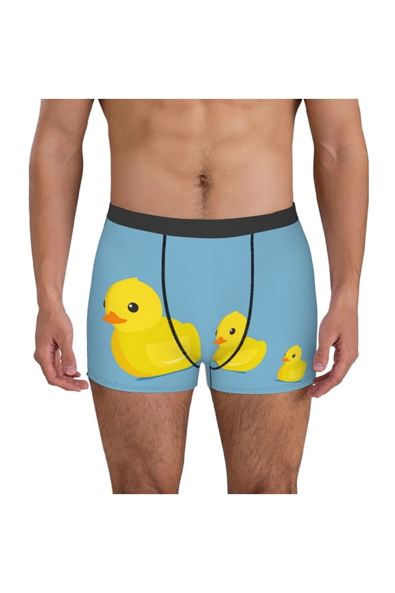 Cute Ducky Print Mens Boxer Briefs,Boxer Briefs for Men,Breathable Stretch Underwear,Boys Boxer Briefs-Large