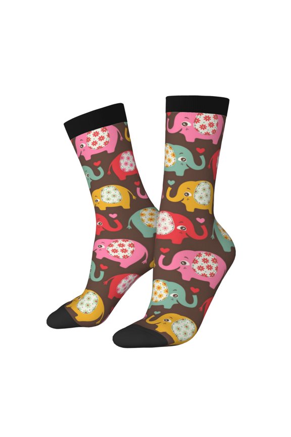 Cute Elephants Print Adult Socks for Men & Women,Calf Socks, Ankle Socks,Boots Socks,Breathable Casual Sock,Unisex Crew Socks