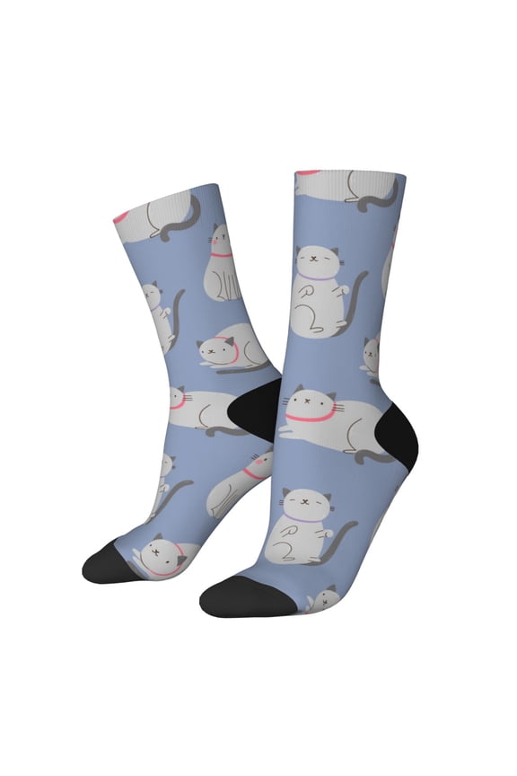 Cute Fat Cat Print Adult Socks for Men & Women,Calf Socks, Ankle Socks,Boots Socks,Breathable Casual Sock,Unisex Crew Socks