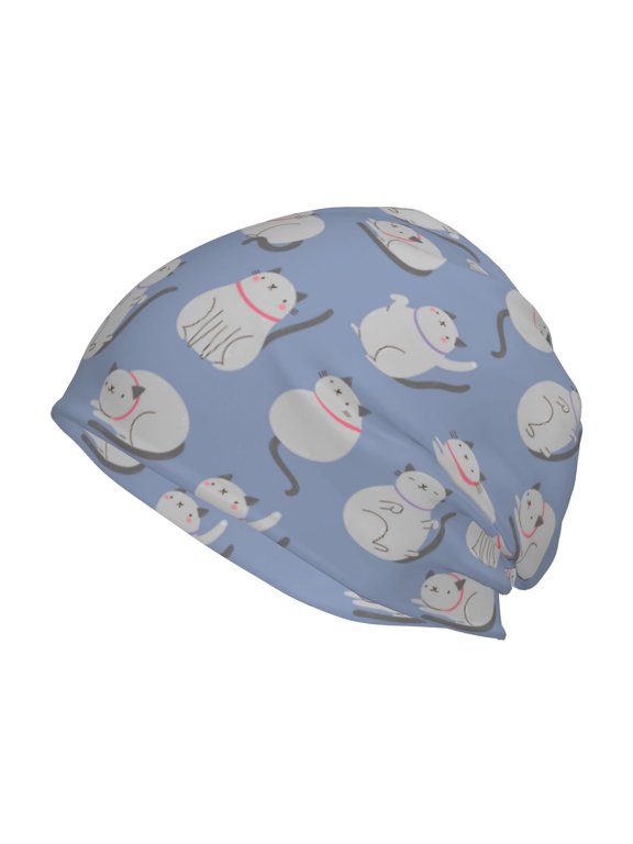 Cute Fat Cat Print Unisex Knit Beanie for Men Women Winter Hat,Beanies Skull Caps
