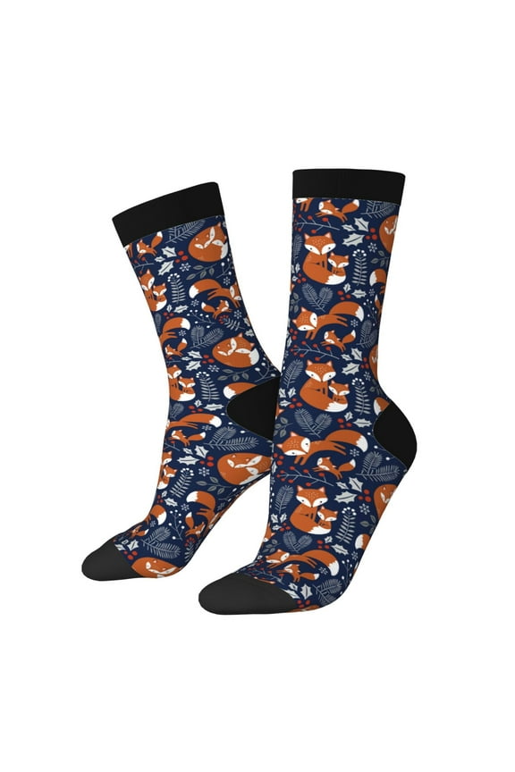 Cute Foxes Print Adult Socks for Men & Women,Calf Socks, Ankle Socks,Boots Socks,Breathable Casual Sock,Unisex Crew Socks
