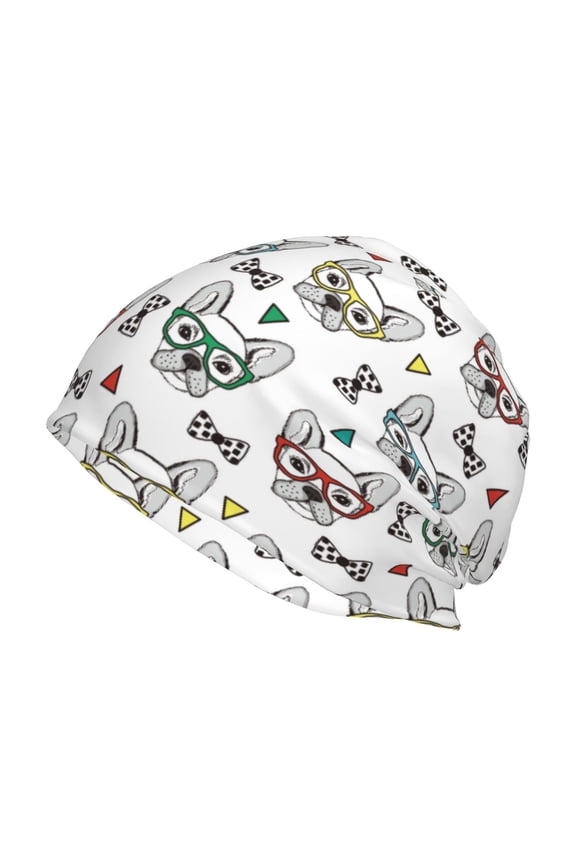Cute French Bulldog Print Unisex Knit Beanie for Men Women Winter Hat,Beanies Skull Caps