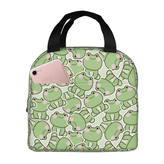 Logiee Cute Frog Print Lunch Bag,Lunch Box for Women Men,Insulated Reusable Lunch Box for Adult,Lunch Tote Bag,Lunch Container for Office Work Picnic Beach or Travel