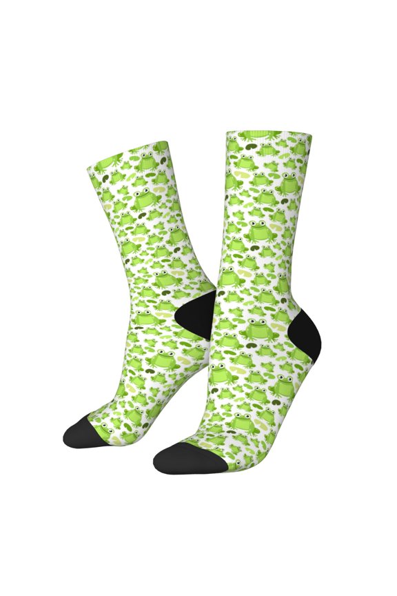 Cute Frogs Print Adult Socks for Men & Women,Calf Socks, Ankle Socks,Boots Socks,Breathable Casual Sock,Unisex Crew Socks