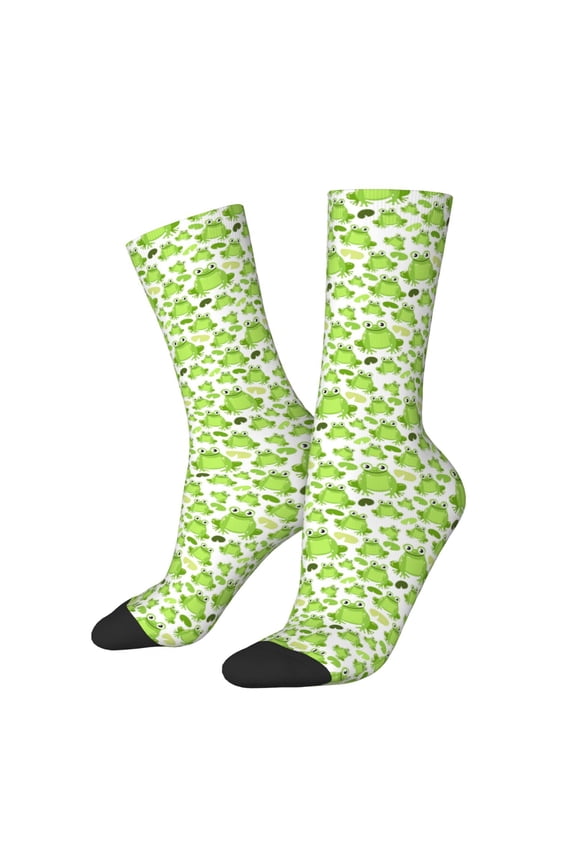 Cute Frogs Print Adult Socks for Men & Women,Calf Socks, Ankle Socks,Boots Socks,Breathable Casual Sock,Unisex Crew Socks