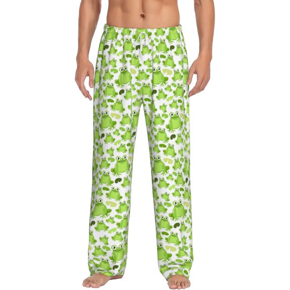 Logiee Cute Frogs Print Pajama Pants for Men,Men’s Pajama Bottoms,Mens PJ Pants with Pockets & Button Fly-Small