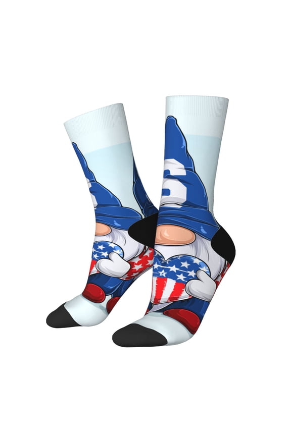 Cute Gnomes in USA Print Adult Socks for Men & Women,Calf Socks, Ankle Socks,Boots Socks,Breathable Casual Sock,Unisex Crew Socks