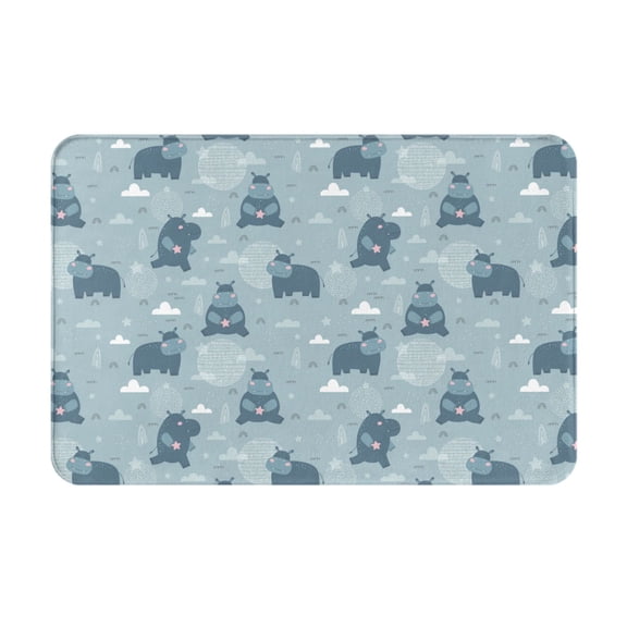 Logiee Cute Hippopotamus Print Welcome Mats for Entryway,Door Mat for Front Door,Entry Mat,Doormat for Garden, Garage, Patio, Home, Porch Decor