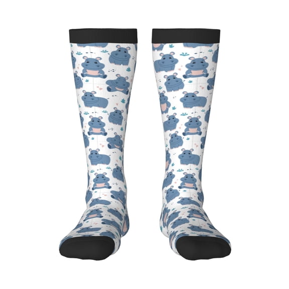Logiee Cute Hippos Print Gift Stocking Stuffers,Adult Stockings,Novelty Socks,Funny Socks Birthday Running Walking Sleeping