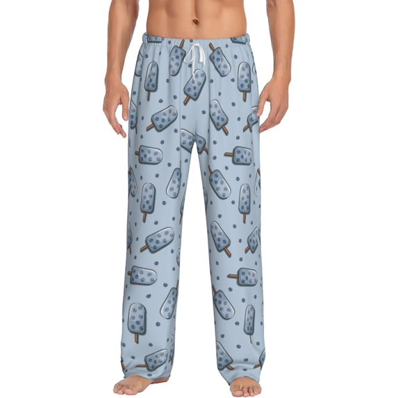 Logiee Cute Ice Cream Print Pajama Pants for Men,Men’s Pajama Bottoms,Mens PJ Pants with Pockets & Button Fly-XX-Large