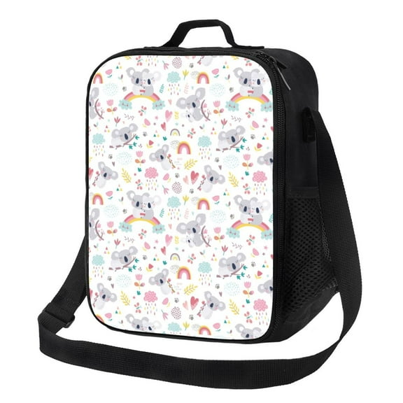 Logiee Cute Koala Print Insulated Lunch Bag for Women/Men, Reusable Lunch Box for Office Work School Picnic Beach,Leakproof Freezable Cooler Bag with Shoulder Strap
