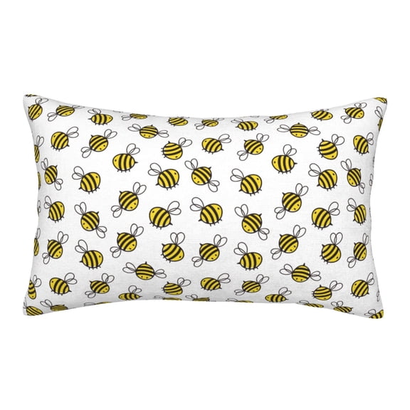 Logiee Cute Little Bee Print Pillow Case,Throw Pillow Covers, Double Sided Plush Cushion Cover for Couch Sofa Bed, Only Pillowcase-14"x20"