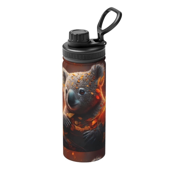 Logiee Cute Maple Leaf Koala Print Water Bottle,18oz Sports Insulated Kettle for Cycling Gym Basketball Outdoor, Suitable as a Present