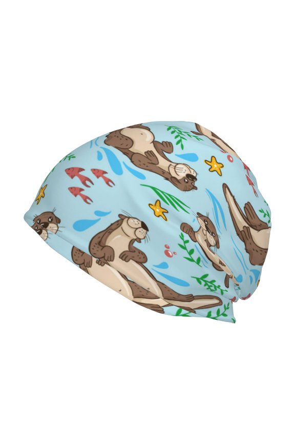 Cute Otters Print Unisex Knit Beanie for Men Women Winter Hat,Beanies Skull Caps