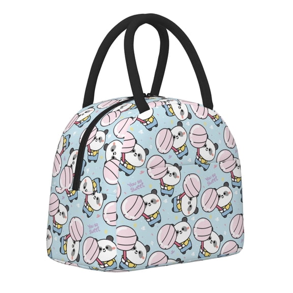 Logiee Cute Panda Bear Print Lunch Bag for Women & Men,Adult Insulated Lunch Box,Food Lunch Containers,Reusable High Capacity Lunch Tote Bags for Work, Travel, Outdoor