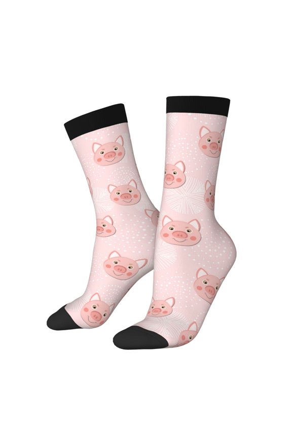 Cute Pig Face Print Adult Socks for Men & Women,Calf Socks, Ankle Socks,Boots Socks,Breathable Casual Sock,Unisex Crew Socks