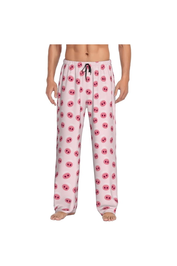 Cute Pig Nose Print Pajama Pants for Men,Men’s Pajama Bottoms,Mens PJ Pants with Pockets & Button Fly-3X-Large
