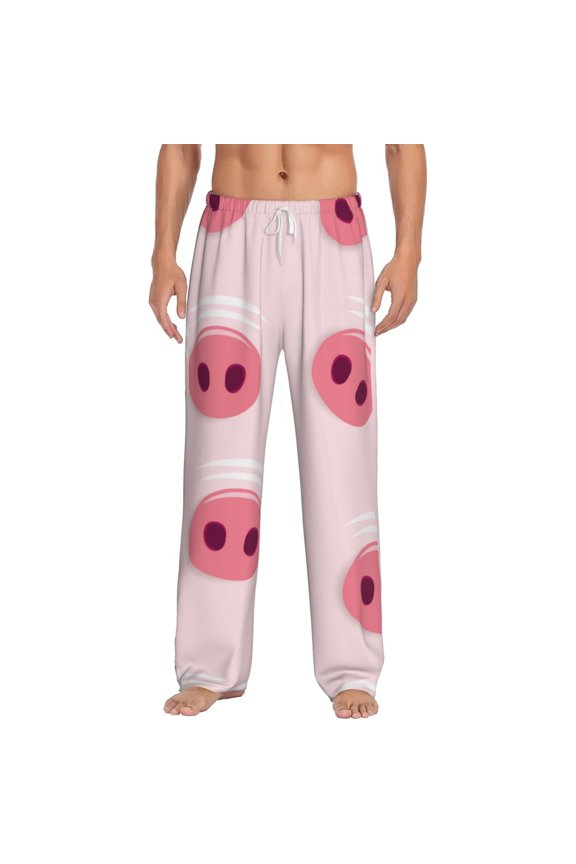 Cute Pig Nose Print Pajama Pants for Men,Men’s Pajama Bottoms,Mens PJ Pants with Pockets & Button Fly-Small