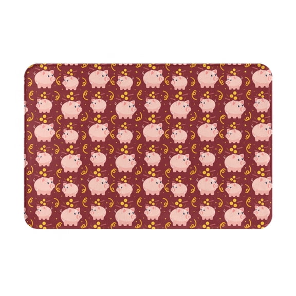 Logiee Cute Pig with Coins Print Welcome Mats for Entryway,Door Mat for Front Door,Entry Mat,Doormat for Garden, Garage, Patio, Home, Porch Decor