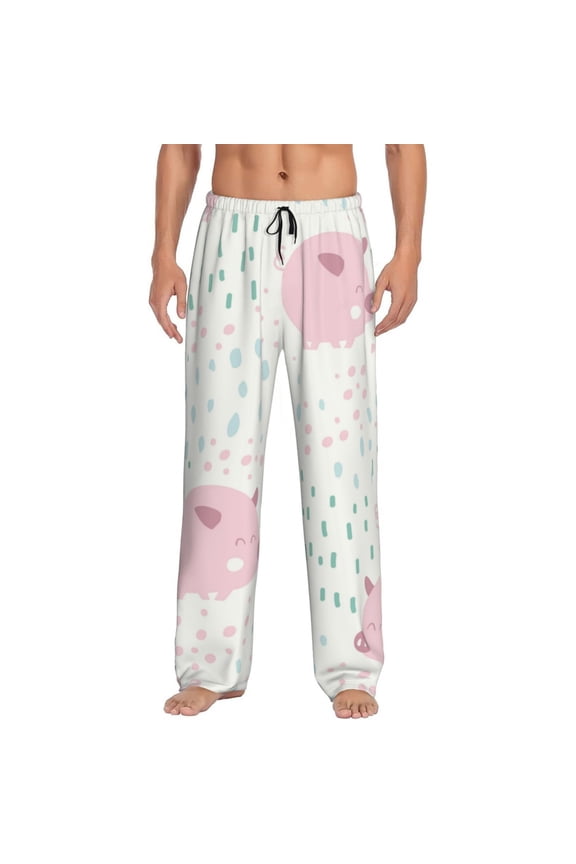 Cute Pigs Print Pajama Pants for Men,Men’s Pajama Bottoms,Mens PJ Pants with Pockets & Button Fly-Medium