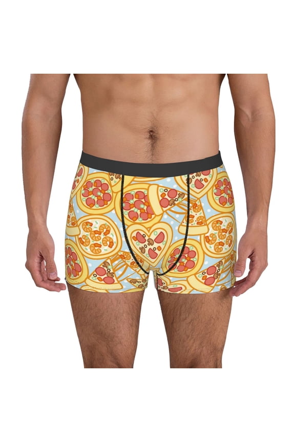 Cute Pizza In Various Print Mens Boxer Briefs,Boxer Briefs for Men,Breathable Stretch Underwear,Boys Boxer Briefs-Medium