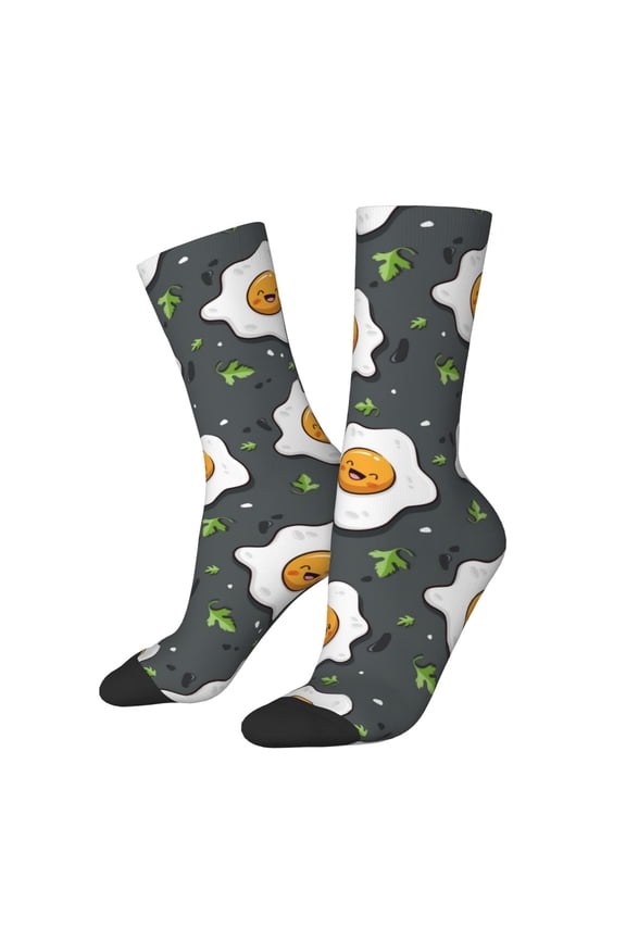 Cute Poached Eggs Print Adult Socks for Men & Women,Calf Socks, Ankle Socks,Boots Socks,Breathable Casual Sock,Unisex Crew Socks