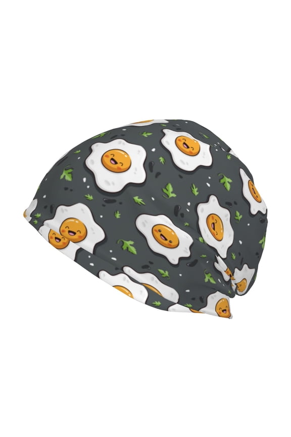 Cute Poached Eggs Print Unisex Knit Beanie for Men Women Winter Hat,Beanies Skull Caps