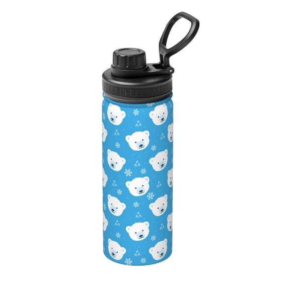 Logiee Cute Polar Bear Print Water Bottle,18oz Sports Insulated Kettle for Cycling Gym Basketball Outdoor, Suitable as a Present