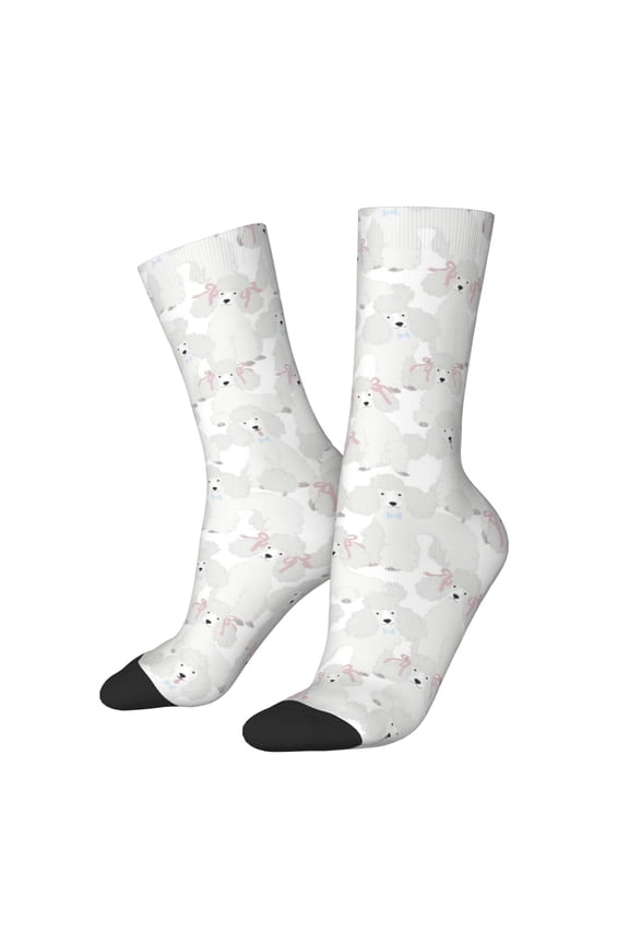 Cute Poodle Dog Print Adult Socks for Men & Women,Calf Socks, Ankle Socks,Boots Socks,Breathable Casual Sock,Unisex Crew Socks