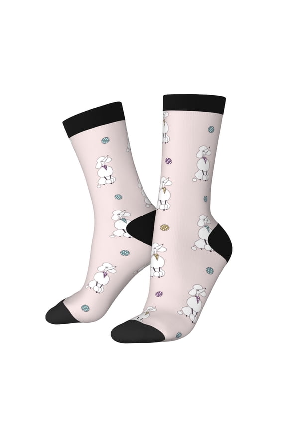 Cute Poodle Dog Print Adult Socks for Men & Women,Calf Socks, Ankle Socks,Boots Socks,Breathable Casual Sock,Unisex Crew Socks