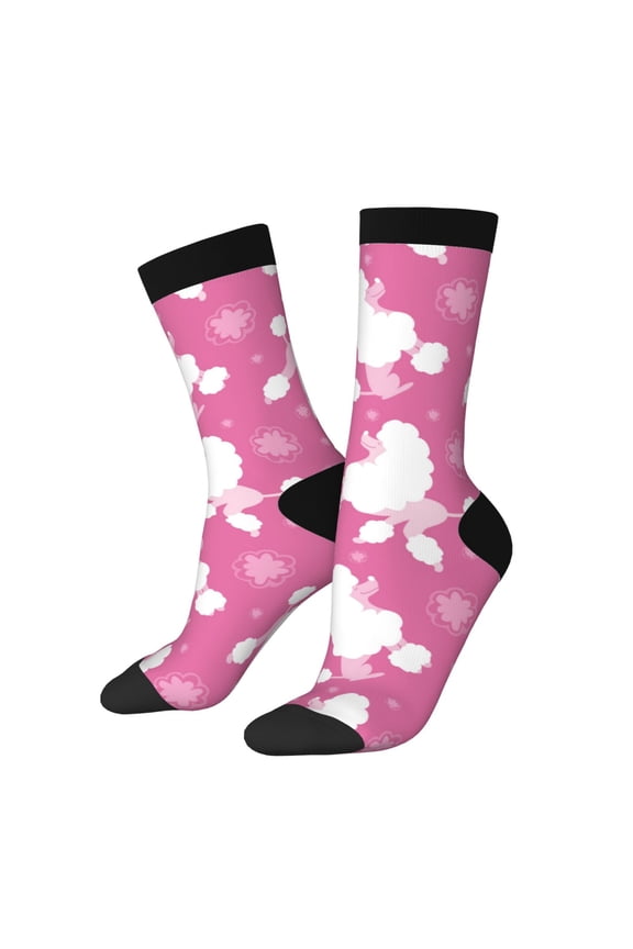 Cute Poodle Dog Print Adult Socks for Men & Women,Calf Socks, Ankle Socks,Boots Socks,Breathable Casual Sock,Unisex Crew Socks