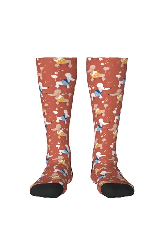 Cute Poodle Dog Print Gift Stocking Stuffers,Adult Stockings,Novelty Socks,Funny Socks Birthday Running Walking Sleeping