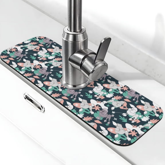 Logiee Cute Poodle Dog Print Kitchen Sink Splash Guard Faucet Mat for Splash Guard Behind Faucet Drip Catcher for Kitchen,Bathroom,Sink Mat,Dish Drying Mat,Bathroom-15" X 5.5"