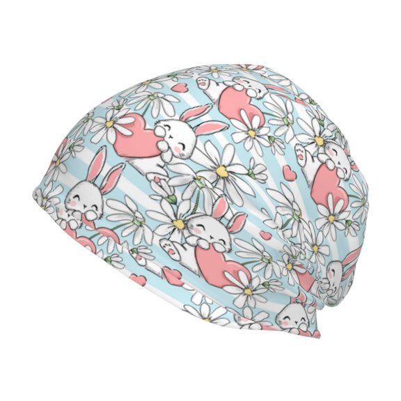 Logiee Cute Rabbit And Heart Print Unisex Knit Beanie for Men Women Winter Hat,Beanies Skull Caps