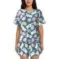 thumbnail image 1 of Logiee Cute Rabbit Easter Print Womens Pajamas Set,Short-Sleeve Pajama 2 Piece Sleepwear with Pockets-Large, 1 of 6