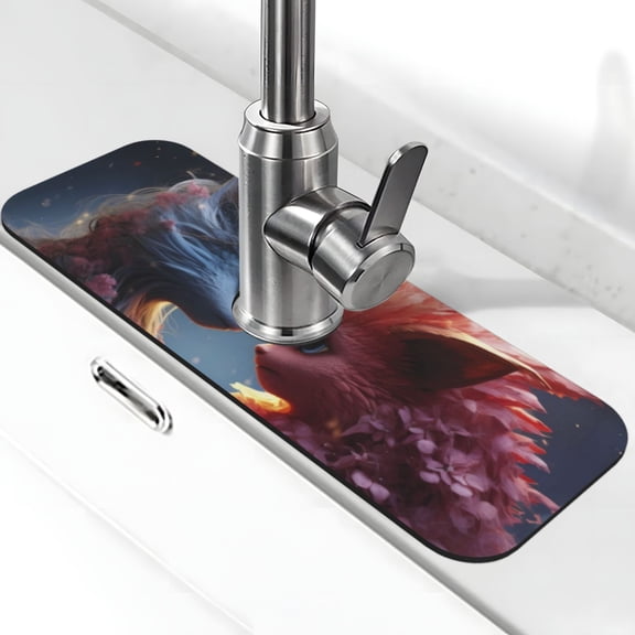 Logiee Cute Red And White Elf Print Kitchen Sink Splash Guard Faucet Mat for Splash Guard Behind Faucet Drip Catcher for Kitchen,Bathroom,Sink Mat,Dish Drying Mat,Bathroom-15" X 5.5"