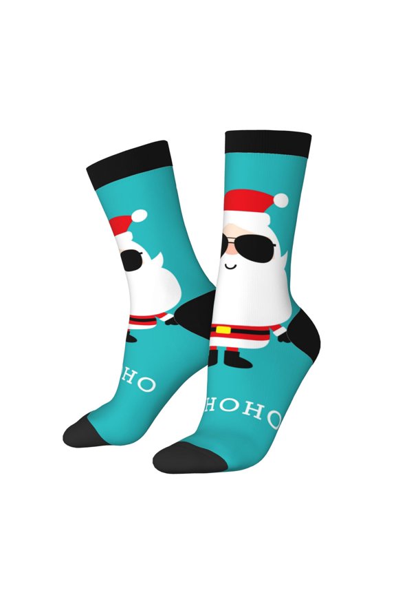 Cute Santa Claus Print Adult Socks for Men & Women,Calf Socks, Ankle Socks,Boots Socks,Breathable Casual Sock,Unisex Crew Socks