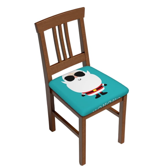 Logiee Cute Santa Claus Print Square Chair Seat Covers, Stretch Chair Seat Covers,Seat Chair Slipcover, Non-Slip Chair Slipcover,Furniture Protector for Indoor and Outdoor-Four Pieces