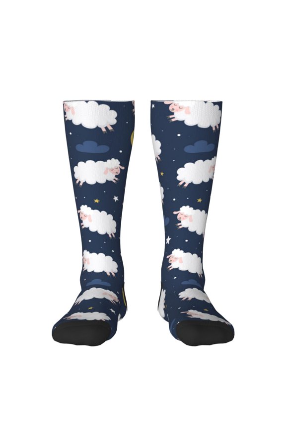 Cute Sheep 1 Print Gift Stocking Stuffers,Adult Stockings,Novelty Socks,Funny Socks Birthday Running Walking Sleeping