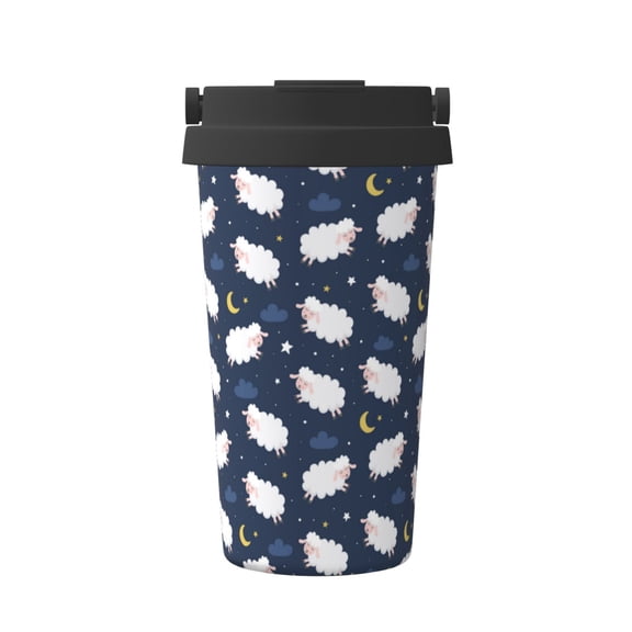 Logiee Cute Sheep 1 Print Stainless Steel Coffee Tumbler, Travel Coffee Mug, Insulated Coffee Mug with Lid, Spill Proof Coffee Cup, Portable Thermal Mug