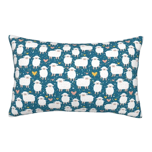 Logiee Cute Sheep And Hearts Print Pillow Case,Throw Pillow Covers, Double Sided Plush Cushion Cover for Couch Sofa Bed, Only Pillowcase-14"x20"