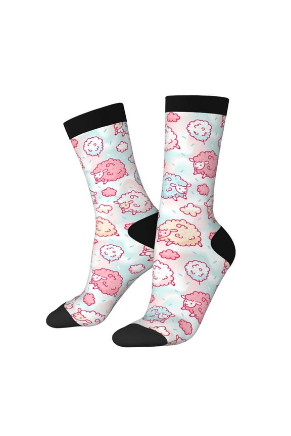 Cute Sheep Print Adult Socks for Men & Women,Calf Socks, Ankle Socks,Boots Socks,Breathable Casual Sock,Unisex Crew Socks