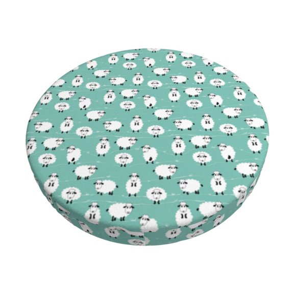 Logiee Cute Sheeps Print Stool Covers Round,Bar Stool Covers,Watedrproof Stool Slipcover with Elastic,Stool Cushion,Round Bar Stool Seat Covers for Bar Round Chair-12 inch
