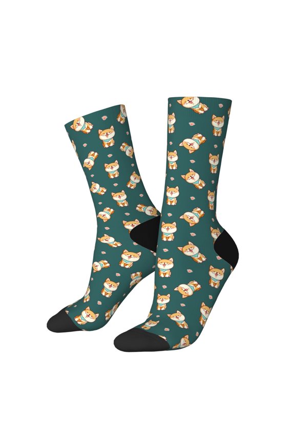 Cute Shiba Print Adult Socks for Men & Women,Calf Socks, Ankle Socks,Boots Socks,Breathable Casual Sock,Unisex Crew Socks