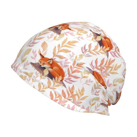 Logiee Cute Sleepy Fox Print Unisex Knit Beanie for Men Women Winter Hat,Beanies Skull Caps