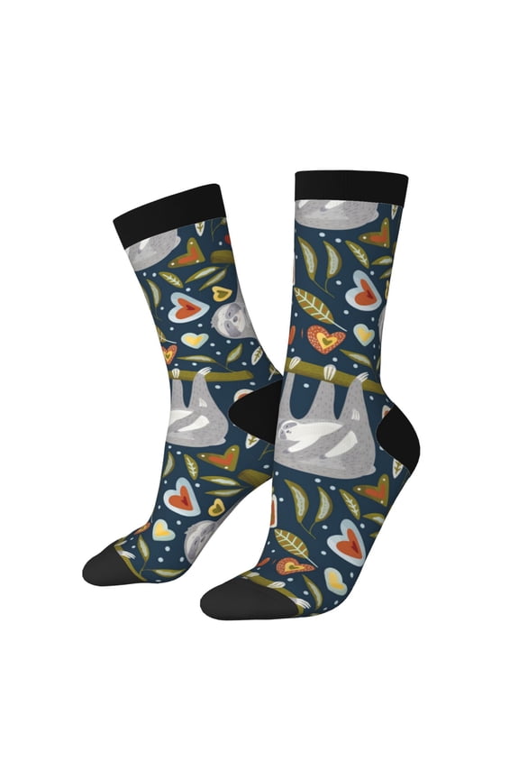 Cute Sloth Print Adult Socks for Men & Women,Calf Socks, Ankle Socks,Boots Socks,Breathable Casual Sock,Unisex Crew Socks