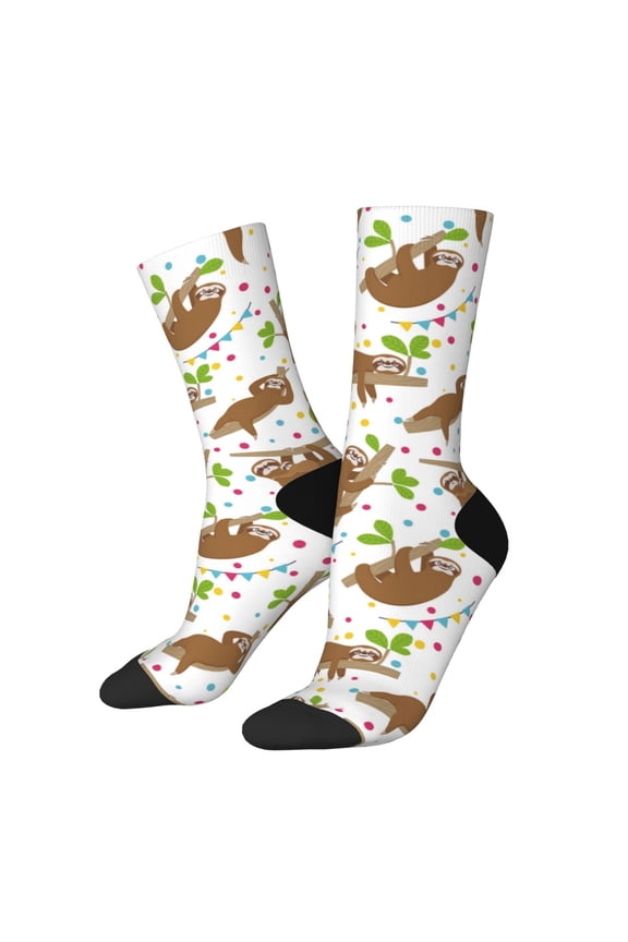 Cute Sloth Print Adult Socks for Men & Women,Calf Socks, Ankle Socks,Boots Socks,Breathable Casual Sock,Unisex Crew Socks