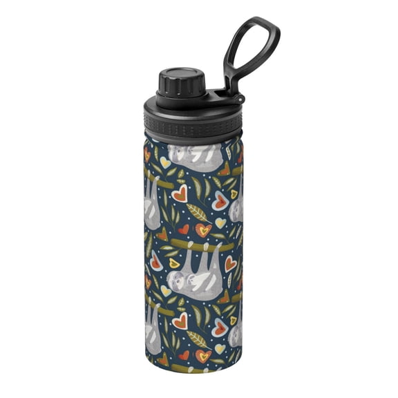 Logiee Cute Sloth Print Water Bottle,18oz Sports Insulated Kettle for Cycling Gym Basketball Outdoor, Suitable as a Present