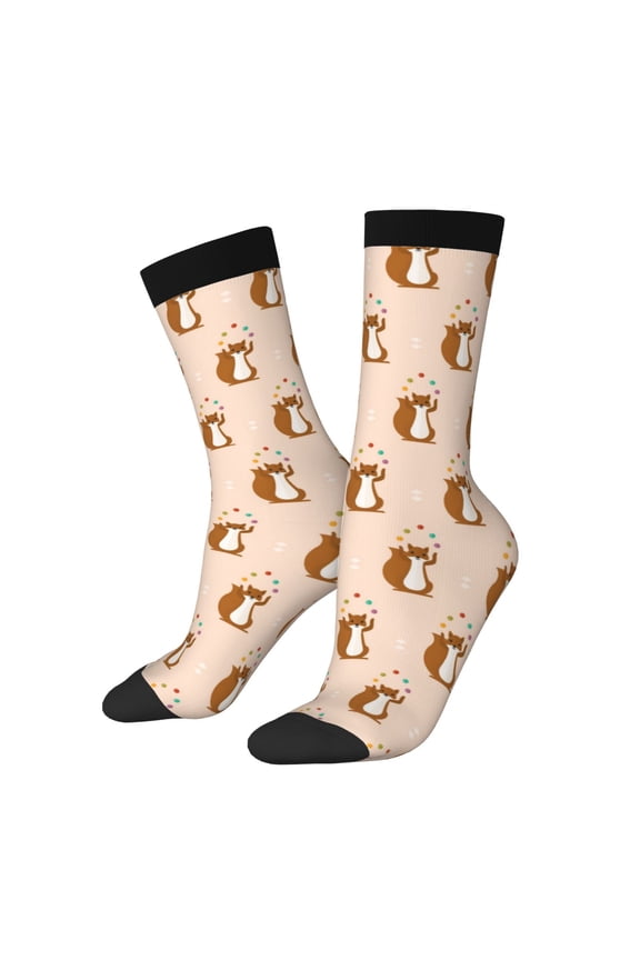 Cute Squirrel Print Adult Socks for Men & Women,Calf Socks, Ankle Socks,Boots Socks,Breathable Casual Sock,Unisex Crew Socks